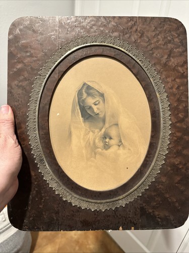 Antique framed madonna and - framed,